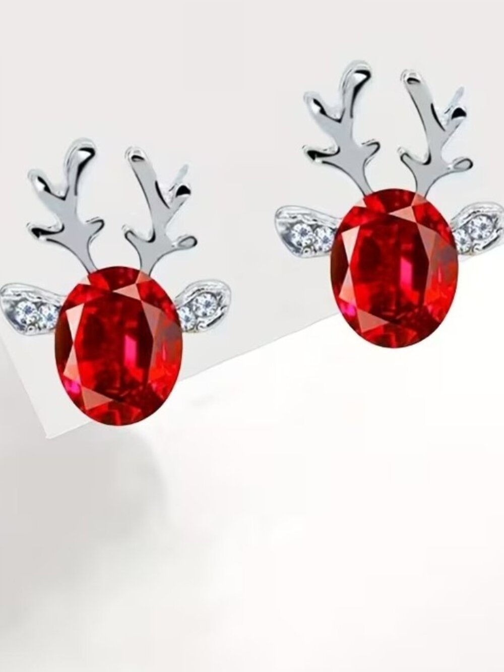 Christmas Reindeer Earrings Red Antler Stud Earrings Holiday Jewelry New
